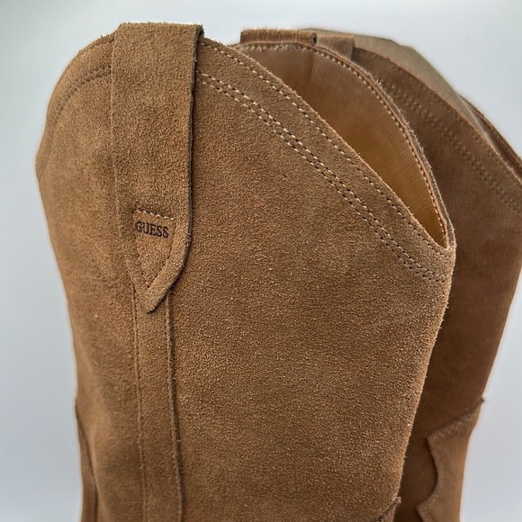 Guess Sz 10 Odilia‎ Ankle Boot Suede Brown Heeled Boots Cowgirl Western NEW - Picture 3 of 11